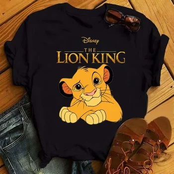 Женская футболка Kawaii, футболки с принтом Короля Льва, повседневная одежда Disney, забавная одежда Simba, женские футболки Harajuku, Милые топы с героями мультфильмов, y2k