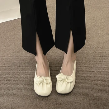 Женские лоферы 2023, весна-лето, Новая модная женская вулканизированная обувь, обувь Мэри Джейн с бантиком, высококачественная легкая обувь