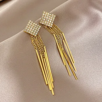 Женские серьги-цепочки с длинной кисточкой и циркониевыми когтями S925 Silver Needle Light, роскошные универсальные серьги, модные серьги