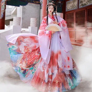 Женский аутентичный костюм WATER Hanfu в китайском стиле, древний осенний костюм династии Вэй Цзинь, юбка с перекрестным воротником на талии, Новая