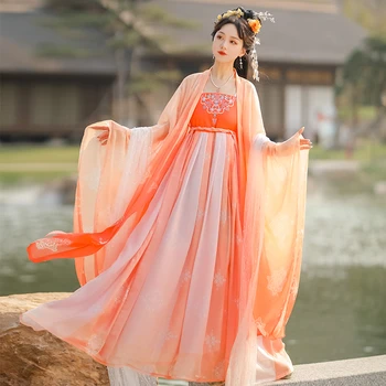 Женское платье Hanfu с Древней китайской традиционной вышивкой, платье Принцессы, Женский костюм Феи для косплея, костюм Тан, праздничный наряд