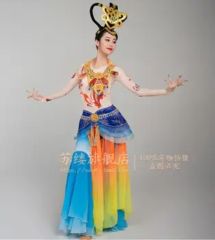 Женское платье для классических танцев в китайском стиле, Сценические костюмы в древнем стиле Dunhuang Feitian Hanfu