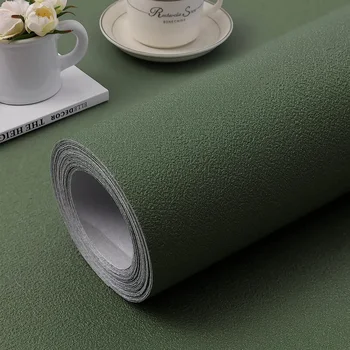 Зеленые обои с самоклеящейся и съемной виниловой 3D пленкой, приклейте бумагу для нанесения декоративной подкладки для дома, ремонта столов и дверей