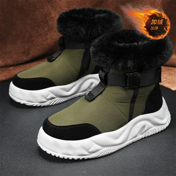 Зимние ботинки Мужские 2023 Зимняя хлопчатобумажная обувь Для мужчин Короткие ботинки Для ходьбы на платформе Спортивная обувь для улицы Повседневные кроссовки