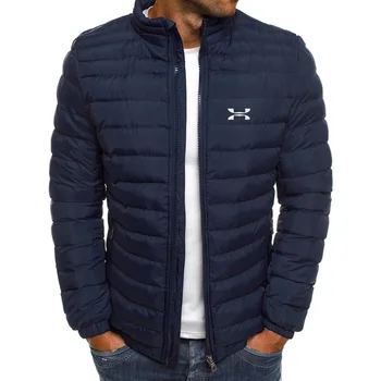 Зимняя куртка, мужская теплая парка с воротником-стойкой, уличная модная Повседневная брендовая верхняя мужская зимняя пуховая куртка
