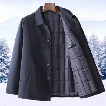 Зимняя мужская верхняя одежда среднего и пожилого возраста, повседневная однотонная свободная куртка на пуговицах, весенне-осенний тонкий топ для папы 2023 М2
