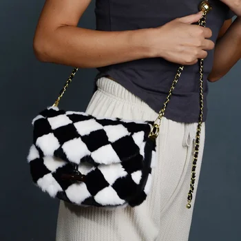 Зимняя новая женская седельная сумка из 100% натуральной норковой шерсти, сумка на одно плечо, Большая вместимость, элегантная и роскошная модная банкетная сумка