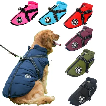 Зимняя теплая флисовая шуба для собак, водонепроницаемая куртка для собак среднего размера, пальто для катания на лыжах, одежда для домашних животных из шерсти лабрадора