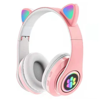 Игровые наушники B39 Cute Ears, 1 шт., Bluetooth-совместимая беспроводная гарнитура с микрофоном (розовые)