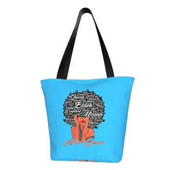 Изготовленная на заказ Африканская королева, женская холщовая сумка для покупок, женская многоразовая сумка для покупок