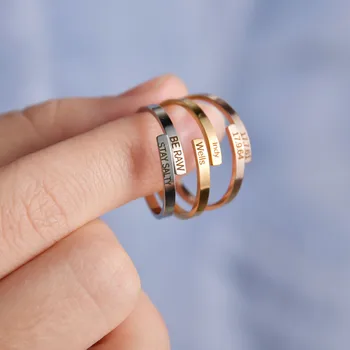 Имя с гравировкой, открытые кольца для свиданий для женщин, Обручальное кольцо для пары на заказ, Ювелирные изделия из нержавеющей стали, Персонализированный подарок на годовщину