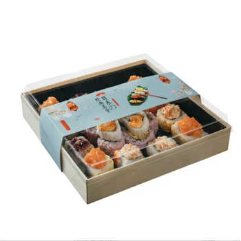 Индивидуальный продукт, экологичная Японская коробка для суши, Деревянная упаковка для выноса с логотипом