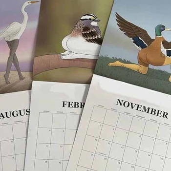 Календарь Чрезвычайно Точных Птиц Настенный Календарь Январь 2024 - декабрь 2024,12 Ежемесячный Календарь Птиц Подвесной Планировщик Простая установка