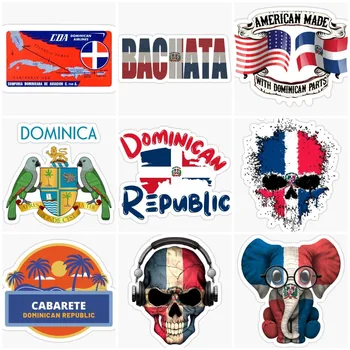 Карта доминиканского флага, креативная наклейка, Ноутбук, мотоцикл, грузовик, Стекло окна автомобиля, шлем, гоночный кемпер, стена, велосипед, фургон, наклейка ПВХ