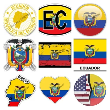 Карта с флагом Эквадора Внутри, Наклейка, Наклейка, Виниловая наклейка, водонепроницаемая, устойчивая к царапинам, снаружи, Креативные наклейки, Аксессуары