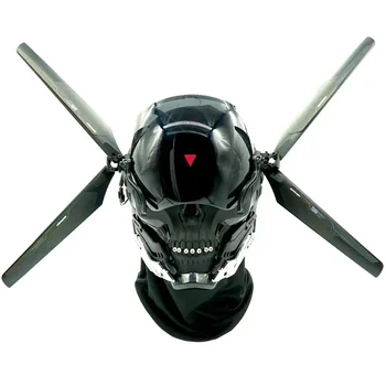 Киберпанковская черная маска, научно-фантастическая светящаяся маска-светодиодная маска - Шлем самурая -Косплей тактического шлема