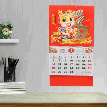 Китайский декоративный подвесной календарь Год дракона Настенный календарь Календарь в китайском стиле Лунный календарь Подвесной календарь