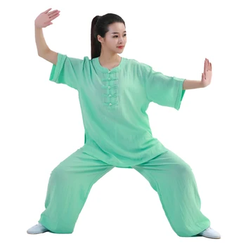Китайское традиционное платье для тайцзицюань, женское весенне-летнее платье для утренних тренировок, одежда для выступлений в стиле боевых искусств Тайцзицюань