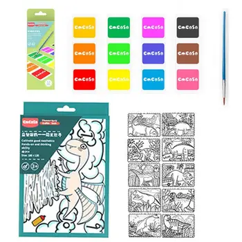 Книжка-раскраска акварелью, книги по акварели, милая книжка для рисования акварелью, карманная книжка для рисования красками и кистью для детей 3