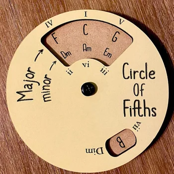 Колесо Circle Of Fifths Деревянное Колесо Circle Of Fifths Для Обучения Игре На Гитаре, Колесо Circle Of Fifths Chord Wheel Деревянный Мелодический Инструмент