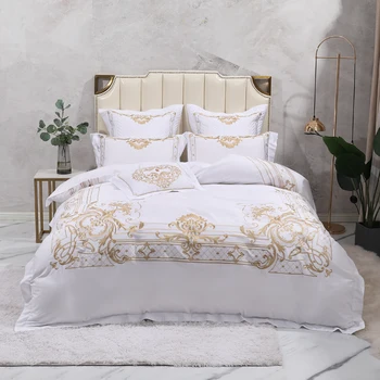 Комплект постельного белья New Hotel White Luxury 100S из хлопка с вышивкой 2023 года выпуска