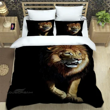 Комплекты постельного белья с 3D принтом льва, изысканный комплект постельных принадлежностей, пододеяльник, стеганое одеяло, комплект постельного белья, роскошный подарок на день рождения