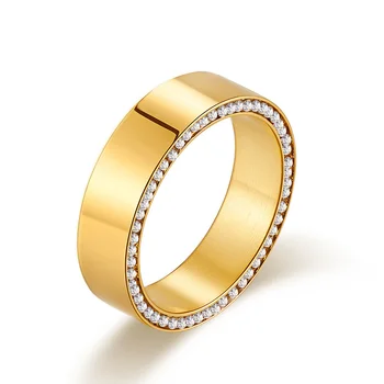 Корейская мода Ins простое кольцо с бриллиантом из Пномпеня шириной 6 мм, простое кольцо для подарка женских украшений