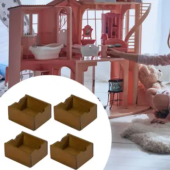 Корзина для кукольного домика 4x 1/12 Деревянная модель мебели для учебы Модель декорации сцены Кукольный домик в масштабе 1/12 Реквизит для фотосессии Подарки для детей
