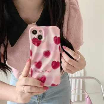 Корпус Совместим с iPhone 14 13 12 11 14promax Lovely Pink Halo Dye Love Heart Чехол для телефона, противоударный силиконовый мягкий чехол, камера