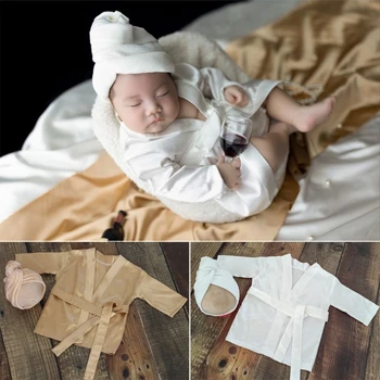 Костюм для фотосъемки новорожденных, банный халат, повязка на голову, комплект одежды для фотосъемки, реквизит для фотосессии, детская пляжная одежда для фотосъемки