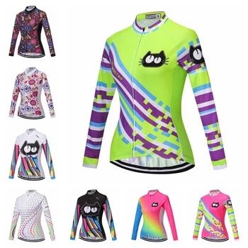 Кошки Велоспорт Джерси с длинным рукавом Женская велосипедная одежда Mtb Рубашка для горного велосипеда Спортивная блузка Ropa Ciclismo дышащий осенний топ