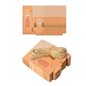 Крафт-коробка для подарков, 50 шт. многоразовых бумажных пакетов, Коробки для подарков на Рождественскую вечеринку, Рождественские украшения для конфет, печенья, шоколада