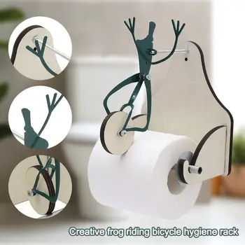 Креативный держатель для бумаги Frog Riding на велосипеде, Держатель для туалетной бумаги Frog, Полка для ванной комнаты, Лягушка на одноколесном велосипеде, Настенный