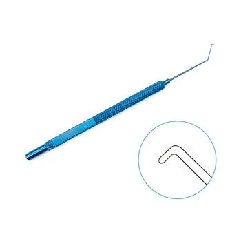 Крюк-Манипулятор линз С наклонным наконечником 1,1 мм, тупой Офтальмологический крючок 125 мм, Титановый хирургический инструмент для глаз.