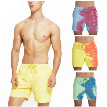 Летние мужские плавательные шорты, чувствительные к температуре, меняющие цвет Пляжные брюки, Плавки, шорты, меняющие цвет Купальники 2023