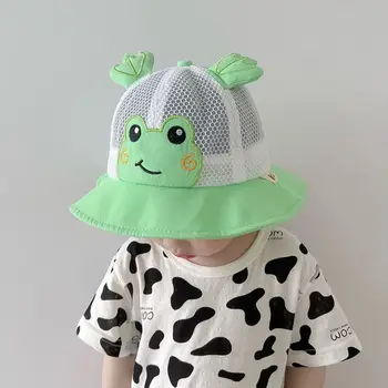 Летние шляпы от солнца, милая мультяшная шляпа-ведро с лягушкой, хлопковая дышащая пляжная детская шляпа для мальчиков и девочек