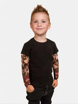 Летняя детская одежда, футболки для мальчиков, детская одежда, модные хлопковые топы с татуировками на рукавах для мальчиков от 1 до 6 лет