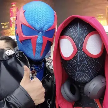 Маска Marvel Blue Spider-man 2099 1: 1 3d маска Человека-паука с лицевым панцирем, копия костюма для косплея ручной работы, игрушка для подарков