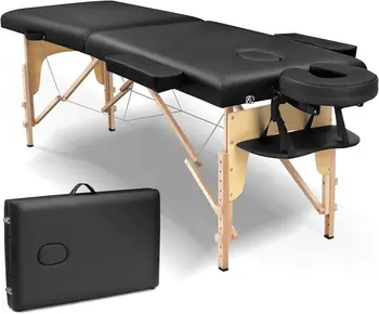 Массажный стол, Переносная кровать для ресниц: Складной стол для физиотерапии - Профессиональная спа-кровать для дома - Черный