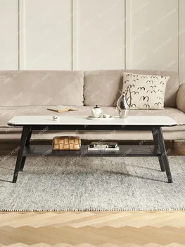 Массив дерева Современный легкий журнальный столик с роскошной каменной плитой В маленькой квартире, домашней гостиной, Дубовый простой чайный столик M6073