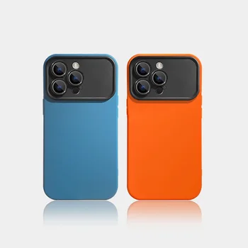 Матовая камера из ТПУ с большим окном, мягкий чехол для телефона, защита от смешивания цветов для iPhone 15 14 13 12 11 Pro Plus Max Задняя крышка
