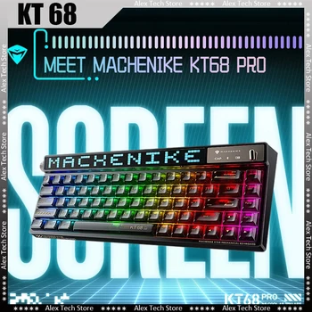 Механическая клавиатура Machenike KT68 Pro с интеллектуальным экраном, 68 клавиш RGB с возможностью горячей замены, Проводная клавиатура / Bluetooth / 2.4G, игровая клавиатура