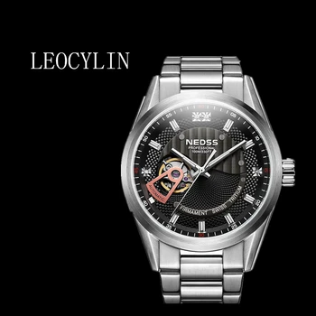 Механические часы LEOCYLIN Fashion business с автоматическим управлением, сапфировый турбийон, светящиеся водонепроницаемые наручные часы длиной 100 м, изысканная сталь
