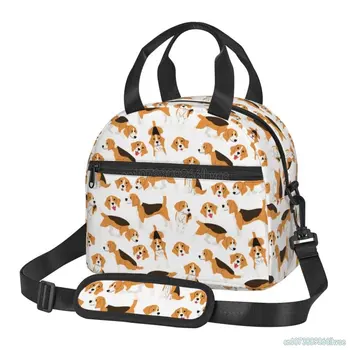 Милая изолированная сумка для ланча с собакой породы Бигль, водонепроницаемая сумка для бенто, Многоразовая термосумка для ланча для работы, школы, пикника и путешествий