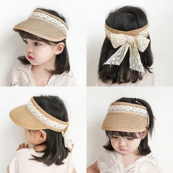 Милая Японская Мягкая Сестра, Кружевной Бант, Соломенная Шляпа-обруч для волос, Солнцезащитная шляпа с козырьком для девочек