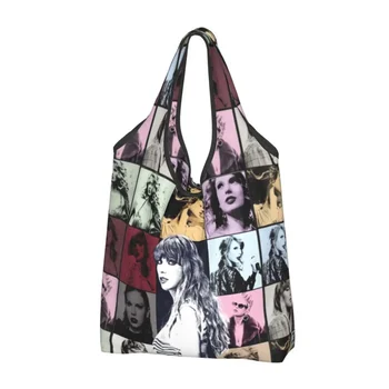 Многоразовая сумка для покупок Taylor Music, складные продуктовые сумки Swiftie, моющиеся большие сумки-тоут