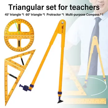 Многофункциональная треугольная линейка, Прочный большой набор математической геометрии, Квадратные многоразмерные учебные пособия, Инструменты для учителя