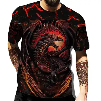 Модная мужская футболка с рисунком китайского дракона, летняя новинка, персонализированная 3D печать, повседневный хип-хоп с короткими рукавами