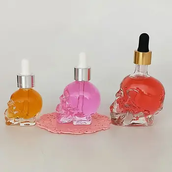 Модная прозрачная бутылочка в форме черепа с пипеткой, Пустая стеклянная бутылка-капельница, дозатор для жидкости, Креативные Путешествия