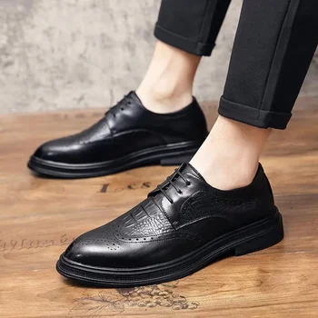 Мужская обувь 2023, Новая весенне-осенняя кожаная обувь для отдыха, мужская деловая британская рабочая одежда с низким берцем, ботинки Young